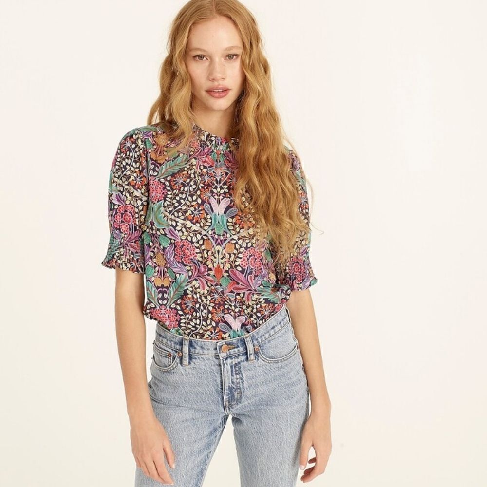 J. Crew Puff-sleeve top in Liberty Elm House Floral XXS